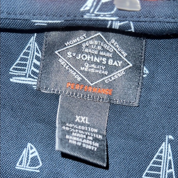 St. John's Bay Blue Casual Button Down Shirt Nautical Design - Picture 8 of 16